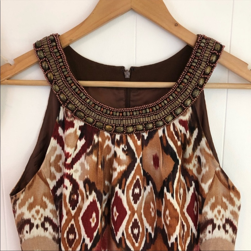 ELIZA J NEW YORK IKAT BEADED DRESS SZ 10 - Picture 10 of 12